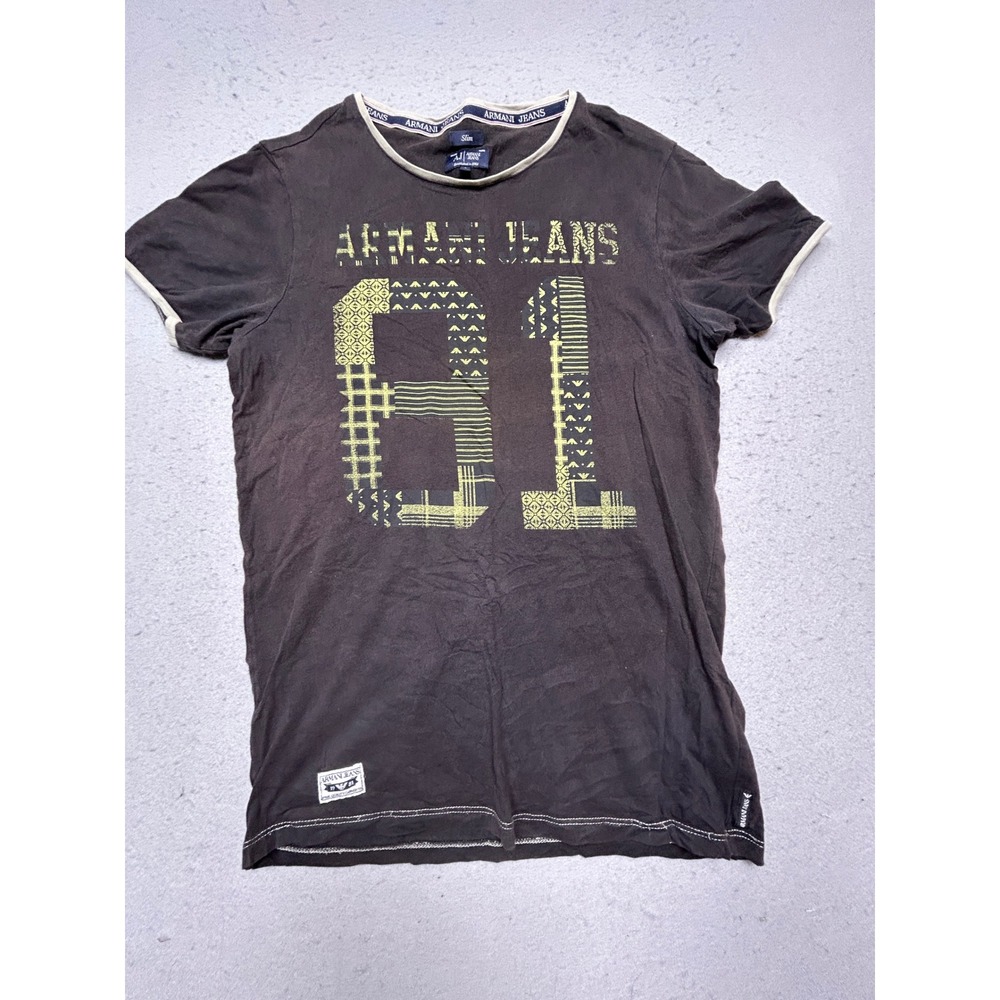 Armani Jeans T-Shirt 100% Cotton Black Small Mens